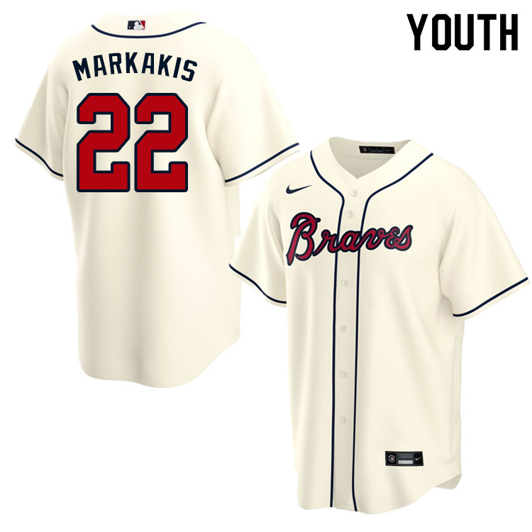 Nike Youth #22 Nick Markakis Atlanta Braves Baseball Jerseys Sale-Cream